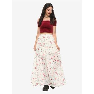 Hot Topic Disney Princesses Maxi Skirt Floral Icons Layered Sz L